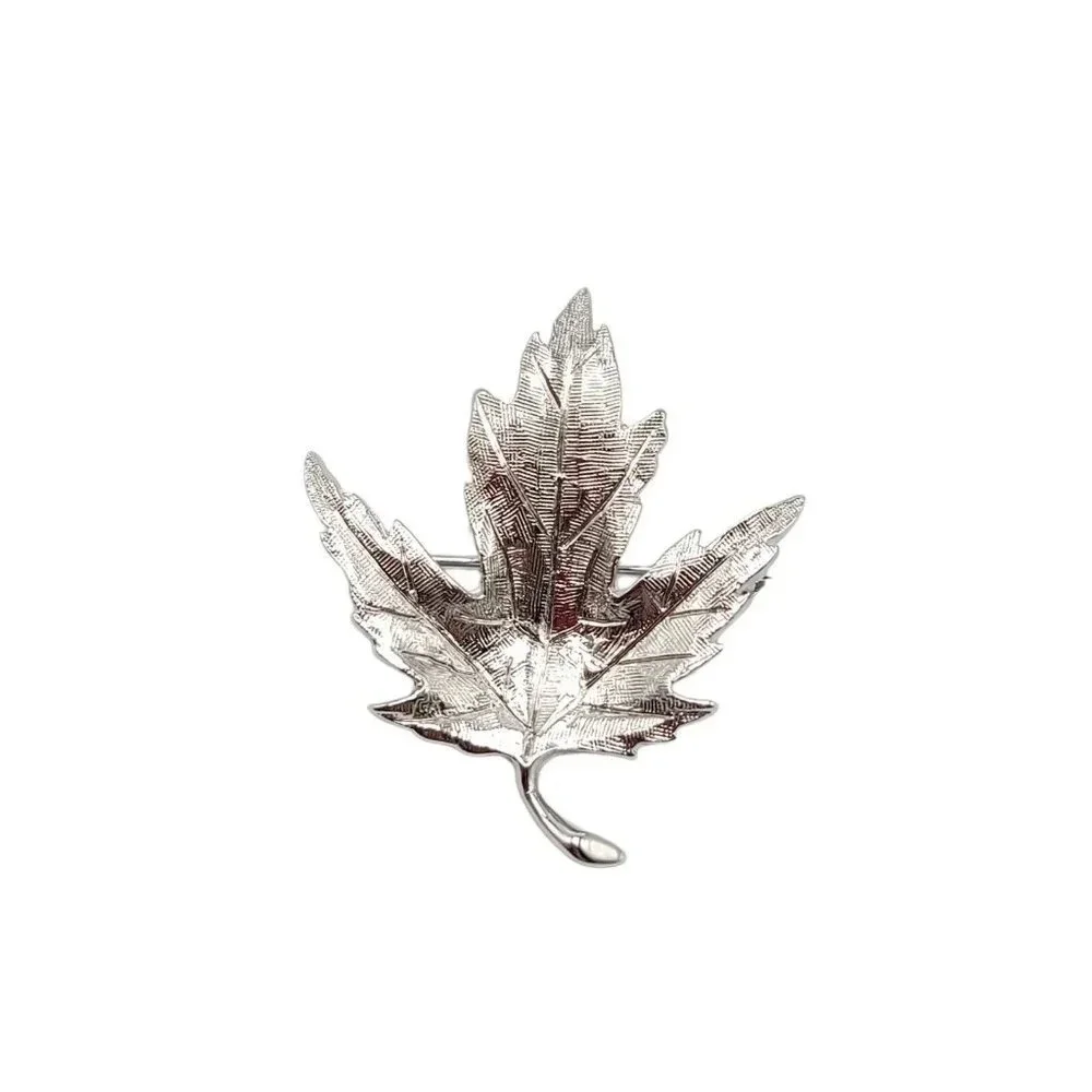 Avon of Belleville Signed Marcel Boucher Canadian Leaf Silver Tone Pin Brooch